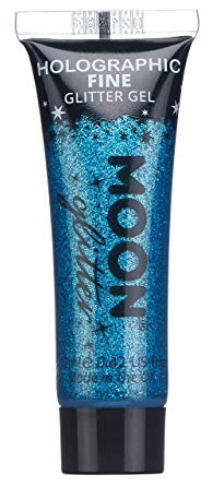 Holographic Fine Face & Body Glitter Gel by Moon Glitter - Blue - Cosmetic Festival Glitter Face Paint for Face, Body, Hair, Nails - 12ml