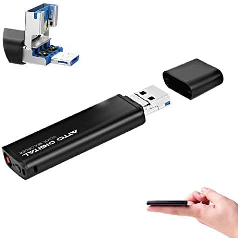 Mini Diktiergerät Stimmenaktivierung | 26 Stunden Batterie Aufnahmegerät | 94 Stunden Kapazität | Einfach zu bedienender 8GB Voice Recorder | aTTo Digital