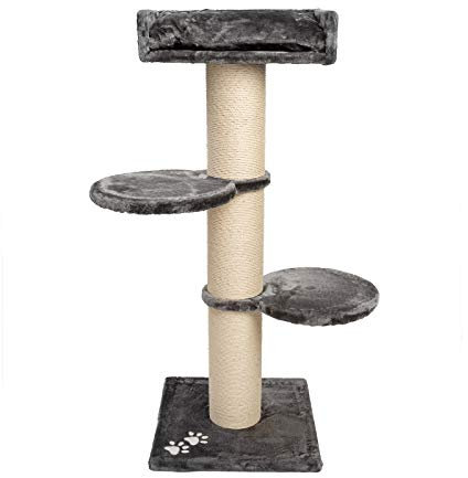 JAMAXX Premium 155cm XXL Kratzbaum für große schwere Katzen 20cm extra-starker Stamm, 4cm Starke Bodenplatte, extra-Dickes Kuschel-Plüsch, Kletterbaum Katzenbaum PCT6001 (Grau)