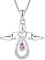 FJ Damen Kette Schutzengel Anhänger Halskette 925 Sterling Silber Engel Kette Rosa Turmalin Oktober Geburtsstein Halskette Schmuck Geschenke für Frauen Mädchen