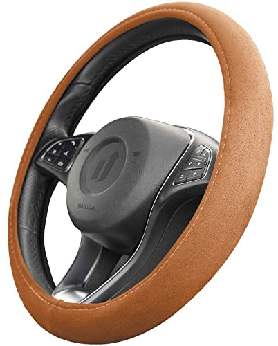 Upgrade4cars Lenkradbezug Braun | Lenkradschutz in Universal Größe 37-39 cm | Lenkradhülle für Sommer & Winter | Autozubehör Innenraum
