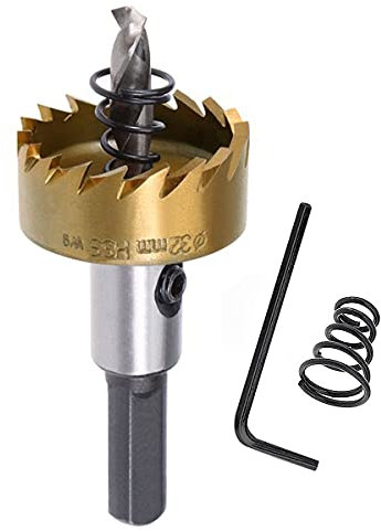 SagaSave 32MM Cortador de agujeros de alta velocidad de las brocas de los dientes del carburo, sierra resistente del agujero de titanio plateado para el acero Stailess, metal