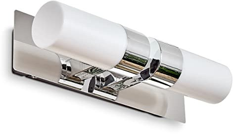 LED Spiegelleuchte Morges, Wandleuchte aus Metall/Kunststoff in Chromfarben/Weiß, Spiegellampe ideal für das Badezimmer, Schminklicht, 2 x 4 Watt, 660 Lumen (insg.), 3000 Kelvin, Wandlampe IP 44