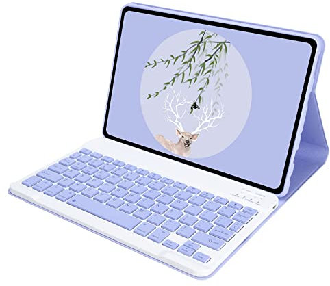 BAUBEY Keyboard Case for All-New Fire HD 10 and Fire HD 10 Plus Tablet (Only Compatible with 11th Generation 2021 Release), Slim Shockproof Cover with Detachable Bluetooth Keyboard (Purple)