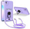 JMstore Coque Cordon de Collier Compatible avec Xiaomi Redmi 9A/Redmi 9AT/Redmi 9i, 360°Anneau Support avec Fente Carte Protection de la caméra Silicone Case-Pourpre