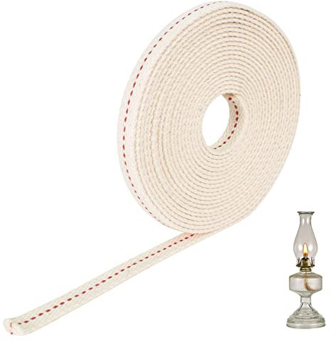 Mèche Lampe à Pétrole - Largeur 11mm, Longueur 5m - Mèche de Rechange en Coton Blanc Plat pour Lampe à Huile et Brûleur