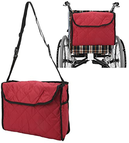 Asixxsix Rollstuhltasche, wasserdichter Rollstuhlrucksack mit großem Fassungsvermögen und Zwischenschichtdesign, langlebiges Rollstuhlzubehör, Rollstuhlaufbewahrungszubehör, Rollstuhltasche(Weinrot)