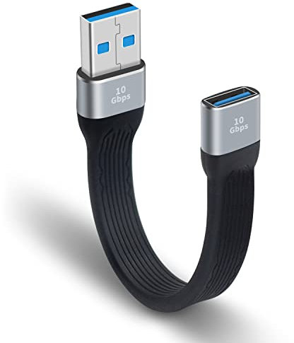 Maxhood Short USB 3.0 Extension Cable, 5inch Flat USB Extension Cable (Type A Male to Female) 10Gbps Type A Extender Adapter for VR, Playstation, Keyboard, Printer, Scanner, Hub