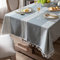 Bestickte rechteckige Tischdecke Kariert Rustikal Knitterfrei Stoff Tischdecke für Küche Essen Party Urlaub, Grau gestreift, 140 x 260 cm