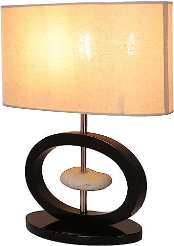 GURU SHOP Tischlampe/Tischleuchte, Shabby Chic Look, in Bali Handgemacht aus Naturmaterial - Modell Zen, 42x35x15 cm