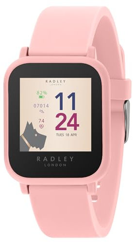 RADLEY Damen Rosa Digital Quarz Uhr mit Silikon Armband RYS10-2155, Spinnennetz, Modern