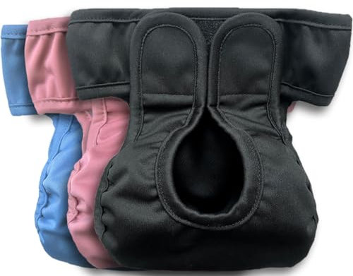 Kitty Bum Bums Wiederverwendbare Katzenwindeln und Stollenhosen gegen Urinieren – mit verstellbaren Laschen zum Anpassen (3 Stück) (groß)