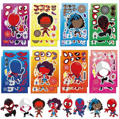 16 Sheets Stickers for Kids DIY Make a Face Stickers,Art Craft Make Your Own Personalized for Birthday Party Supplies Party Bag Filler Favors for Boys Girls