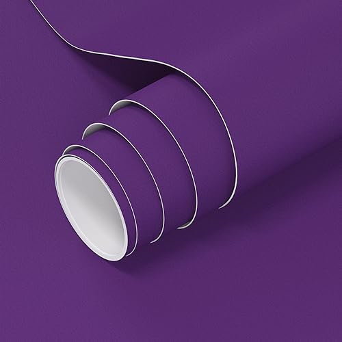 VOLEAAR Papier peint adhésif en vinyle imperméable de couleur unie Violet foncé 40 x 500 cm