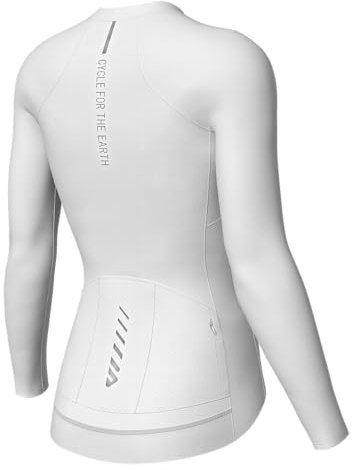 Lo.gas Radtrikot Damen Langarm,Fahrradtrikot Rennrad Trikot Atmungsaktiv Frauen Fahrrad Shirt Sommer Fahrradjacke Radfahren Top Mit 3 Taschen M Weiß