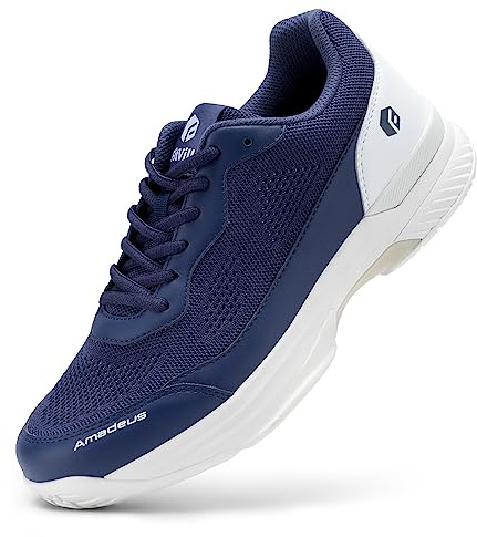 FitVille Mens Extra Wide Tennis Trainers Badminton Squash Shoes with Arch Support for Pickleball Volleyball Blue 7 UK