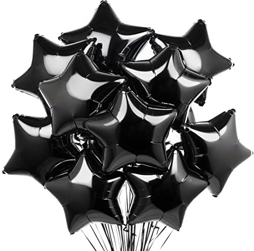 Stern Folienballons Schwarz 20 Stück,Sternluftballons Heliumballon Folienballon, Schwarz Deko Stern Luftballons, Silvester Party,Hochzeitsdeko, Geburtstagsdeko oder Valentinstag