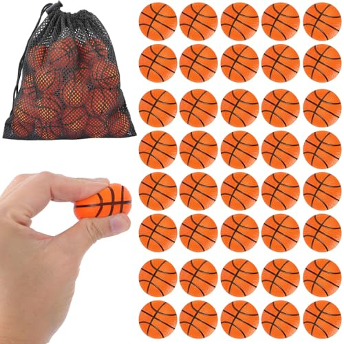 Cptoion 40 Stück Mini Basketball, 4 cm | Mini-Basketball-Stress-Bälle, Kleine Basketball-Stressbälle for Kinder Schule Karneval Geburtstag Party Geschenk Füller