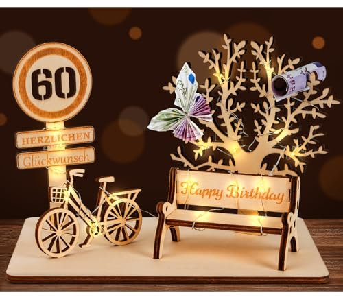 I LOVE MOM Geldgeschenk Geburtstag Holz, Fahrrad Geschenk, DIY Dreidimensionale Bäume Sitzbank Deko Zahlen für Geschenke, Hochzeiten, Partys, Geburtstage, Jubiläum (GYY-60)