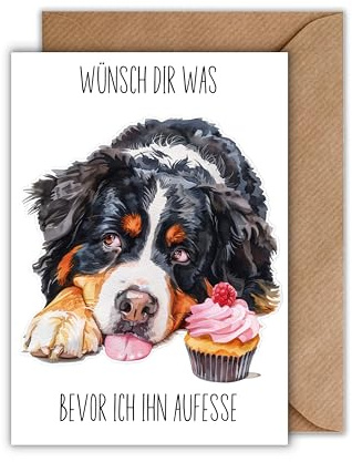 Humorvolle Geburtstagskarte - Lustige Glückwunschkarte zum Geburtstag mit Umschlag Wünsch dir was, bevor ich ihn aufesse Geschenkkarte für Freunde, Familie und Kollegen (DIN A6)