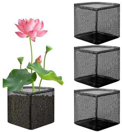 EBaokuup 4 Pcs Aquatic Planting Bags - 7 Reusable Mesh Water Garden Pond Plant Pot - Breathable Square Lily Pots for Bog and Terrestrial Plants
