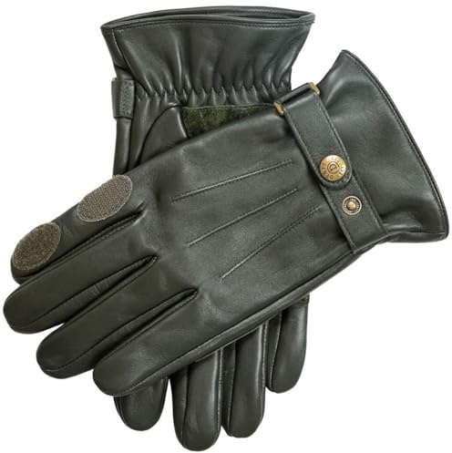 Dents Mens Birkhall Suede Palm Leather Shooting Gloves - Olive Green