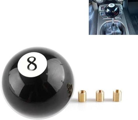 ANBOO Schwarz Billardkugel 8 Schaltknauf Universal Auto Schaltknauf Hebelgriff Shifter für Fast alle manuellen Autos Mit 3 Schraubverbindungen