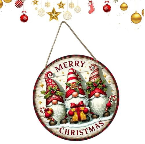 Decoración para árbol de Navidad, cartel de madera para colgar Feliz Navidad, corona de puerta de Navidad, para exterior, pared, ventana, cartel de madera, para jardín, decoración de pared para