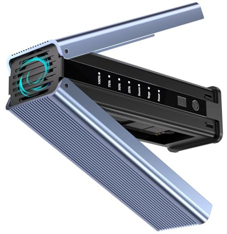 NVMe M.2 Duplicator with Cooling Fan, 8TB Dual-Bay Offline Clone Enclosure, 10Gbps M.2 SSD M Key Hard Drives Enclosure, for NVMe SSDs PCIe Size 2230/2242/2260/2280