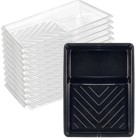 Great Andrew 12 Pack Paint Tray Liners 7Inch, 1 Paint Tray with 11 Liners | 7 Inch Plastic Paint Tray, Disposable Liners, Durable and Sturdy, Paint Pan Liners for DIY Painting Project, Wall, Furniture