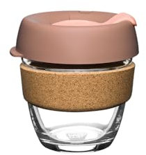 KeepCup Brew Cork - Reusable Coffee Cup Tempered Glass and Natural Cork, S 8oz/227ml - Frappe