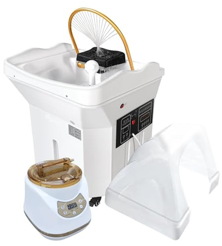 Équipement de spa pour la tête, Bol à shampoing pour salon de coiffure avec réservoir de stockage d'eau de 60 L, circulation d'eau à double contrôle, pour salons et spas, 4 roues universelles