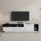 Jaxenor 170cm High Gloss TV Unit, Entertainment Unit for Living Room with 1 Door & 1 Drawer Storage, TV Stand Unit for 70 inch TV, 170x38x42cm (White+Black)