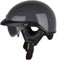 Halbhelme Motorradhelm, ECE-Geprüfter Halbschalenhelm Brain-Cap Halbschalen-Rollerhelm Mit Visier, Roller-Mopedhelm Retro Für Erwachsene Herren Damen C,65~66CM