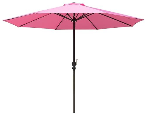 Parasol De Jardin Extérieur 2,70m avec Manivelle – Protection UV30+ & Toit Ventilé, 8 Baleines – Idéal pour Terrasse, Piscine Et Extérieur(Rose)