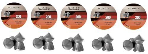 Confezione da 1000 pallini a palloncino Norica Pointed Calibre 5.5/.22 [5 lattine da 200 pallini]