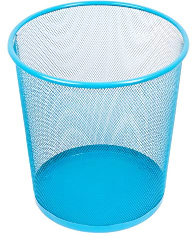 D.RECT KOMO Corbeille à Papier Métal 12 L – Poubelle de Bureau Ronde – Structure Stable – Gain de Place – 266 x 218 x 280 mm – Bleu