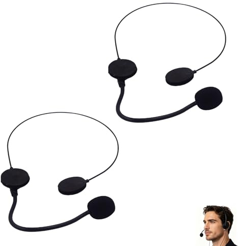 2 Pcs Fake Microphone Headset,Microphone Prop Black,Head Mic Fake Headset for Costume,Fake Earpiece Party Prop,Rockstar Cosplay Accessory for Cosplays,Party,Halloween Plays and Stage Performances