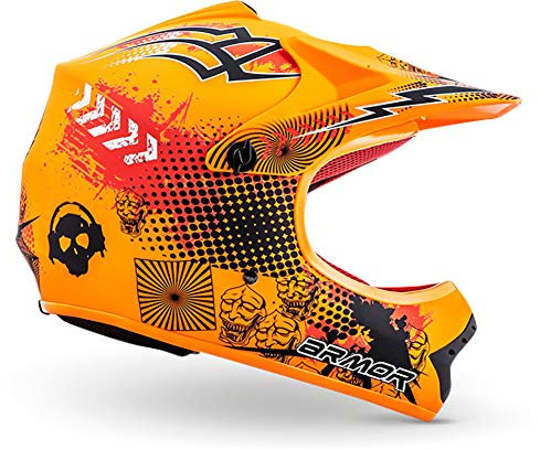 ARMOR HELMETS® AKC-49 „Limited Orange“ · Kinder Cross-Helm · Motorrad-Helm MX Cross-Helm MTB BMX Cross-Bike Downhill Off-Road Enduro-Helm Sport · DOT Schnellverschluss Tasche L (57-58cm)