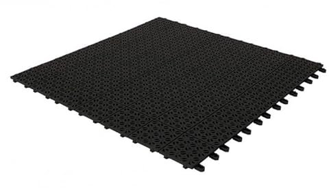 Multiplate Piastrelle Flessibili in Plastica 55,5 x 55,5 cm da Interno, Esterno e Giardino, Nere, Drenanti e Autobloccanti Pezzi 4