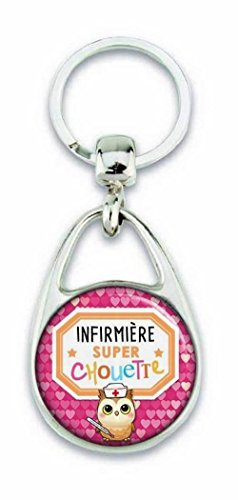Angora Porte clé - Infirmière Super Chouette - Recto-Verso - Porte clés en métal qualité +++