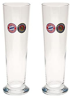 FC Bayern München Pilsstange - Doppellogo - 2er Set Pilsglas Bierglas Glas FCB