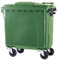 SSI Contenedor de Basura 1100L con Tapa Plana - Ruedas con Freno, Desagüe Inferior, Cumple Normativa EN-840, Ideal para Grandes Volúmenes de Residuos y Reciclaje en Exteriores (Verde, 1100 litros)
