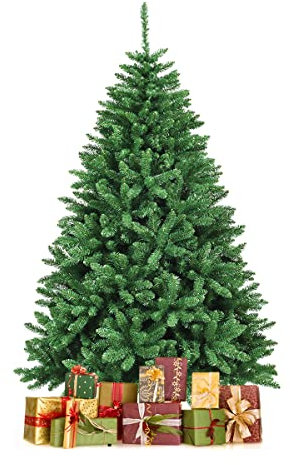 RELAX4LIFE Künstlicher Weihnachtsbaum 180cm, Tannenbaum Künstlich mit 1355 Spitzen, Christbaum mit Metallständer, Schnellaufbau Klappsystem, Grün