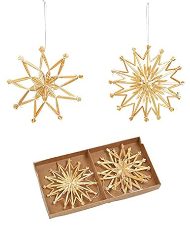 mitienda mit Liebe gemacht Handgemachte Stroh Sterne im 3er Set, Baumschmuck, Verschiedene Hänger, Christbaumschmuck, Geschenkidee