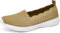Puxowe Women's Loafers Slip On Lightweight Casual Low-Top Flat Knit Shoes 5 UK Khaki