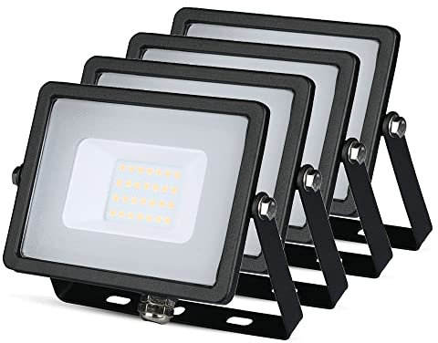 ZONE LED Lot de 4 spots LED d'extérieur 20 W 6400 K blanc froid 1600 lm IP65 Projecteur LED étanche pour jardin, garage, arrière-cour, portes, couloir