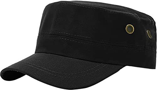 XYIYI Schwarze Unisex Kadett Army Mutze Baseball Cap Basic Everyday Baumwoll Military Style Hut Flat Top Cap
