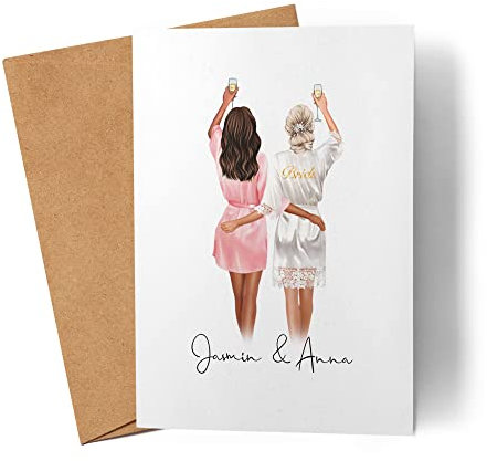 Kiddle-Design Brautjungfer Karte Personalisiert Trauzeugin Fragen Braut Frage Danke-Geschenk für Freundinnen Brautjungfern & Brautparty Grußkarte