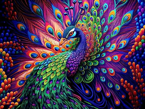 Jetoday Diamond Painting Set für Erwachsene und Kinder DIY, bunte Muster DIY Kunst Handwerk Diamond Painting Set Geschenk oder Home Wand Dekoration 40x30cm (Diamant Malerei Pfau)
